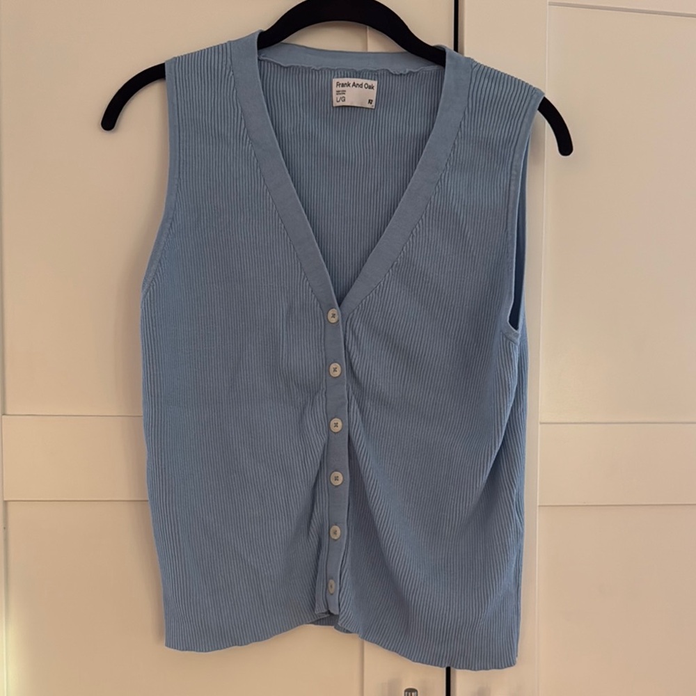 Blue Button-Up Sleeveless Top